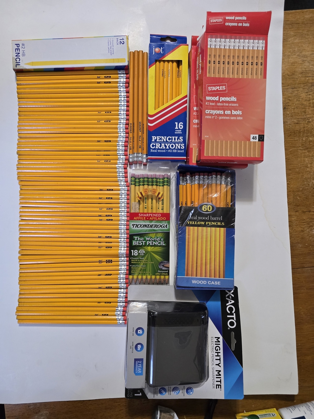 Mixed Pack of Yellow Wood Pencils with Erasers